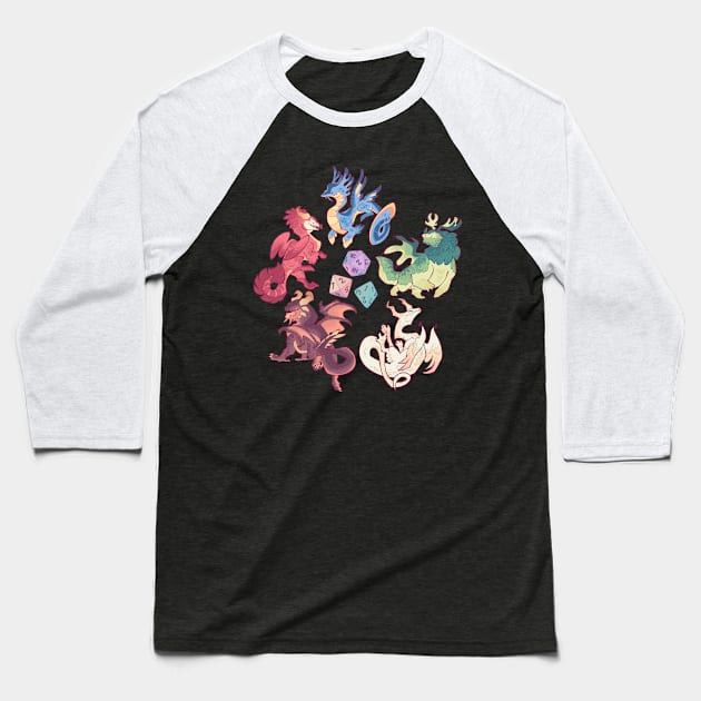 Chromatic dragons Baseball T-Shirt by Colordrilos